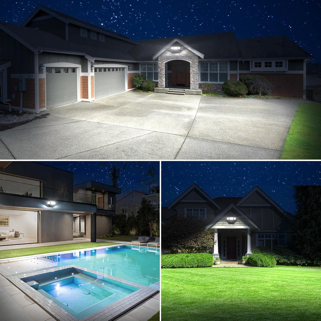 100W 11000LM Flood Lights Outdoor, Brightness Security LED Flood Lights with 3 Adjustable Heads, Switch Controlled