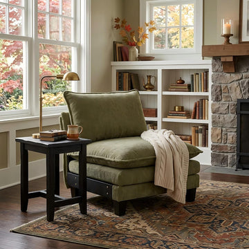 Armless Chenille Accent Chair, Modern Modular Single Sofa Chair, Oversized Upholstered Club Chair , Reading Nook