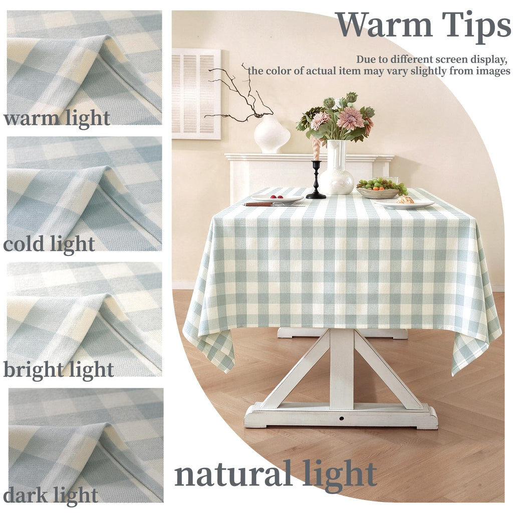 Blue Checkered Tablecloth Rectangle Tables Buffalo Plaid Gingham Table Cloth Cotton Linen Rustic Tablecloths Washable
