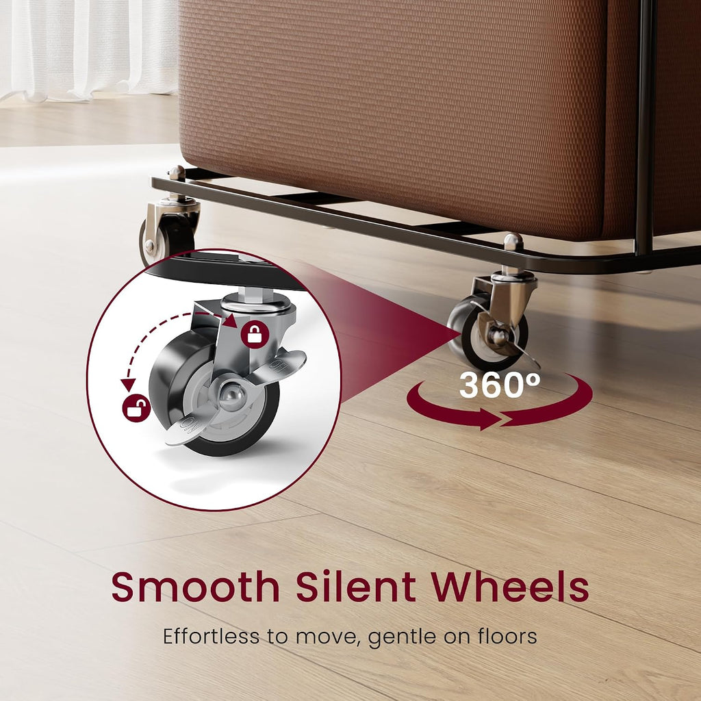 Double Laundry Hamper with Lid, Rolling Laundry Basket with Wheels and 2 Removable 75L Bags, 2 Section Large Capacity