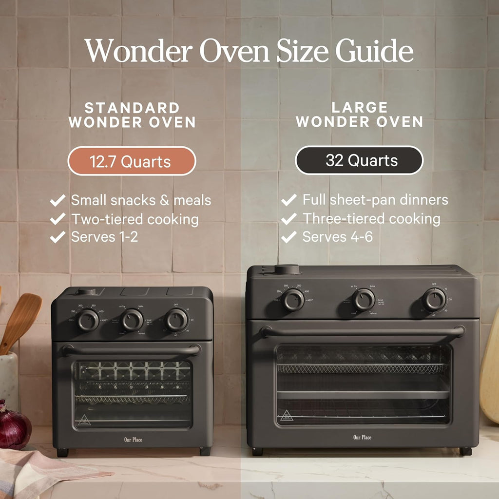 Wonder Oven | 6-in-1 Stainless Steel Air Fryer Toaster Oven Combo with Basket, Rack, Pan & Tray | Compact 13 QT