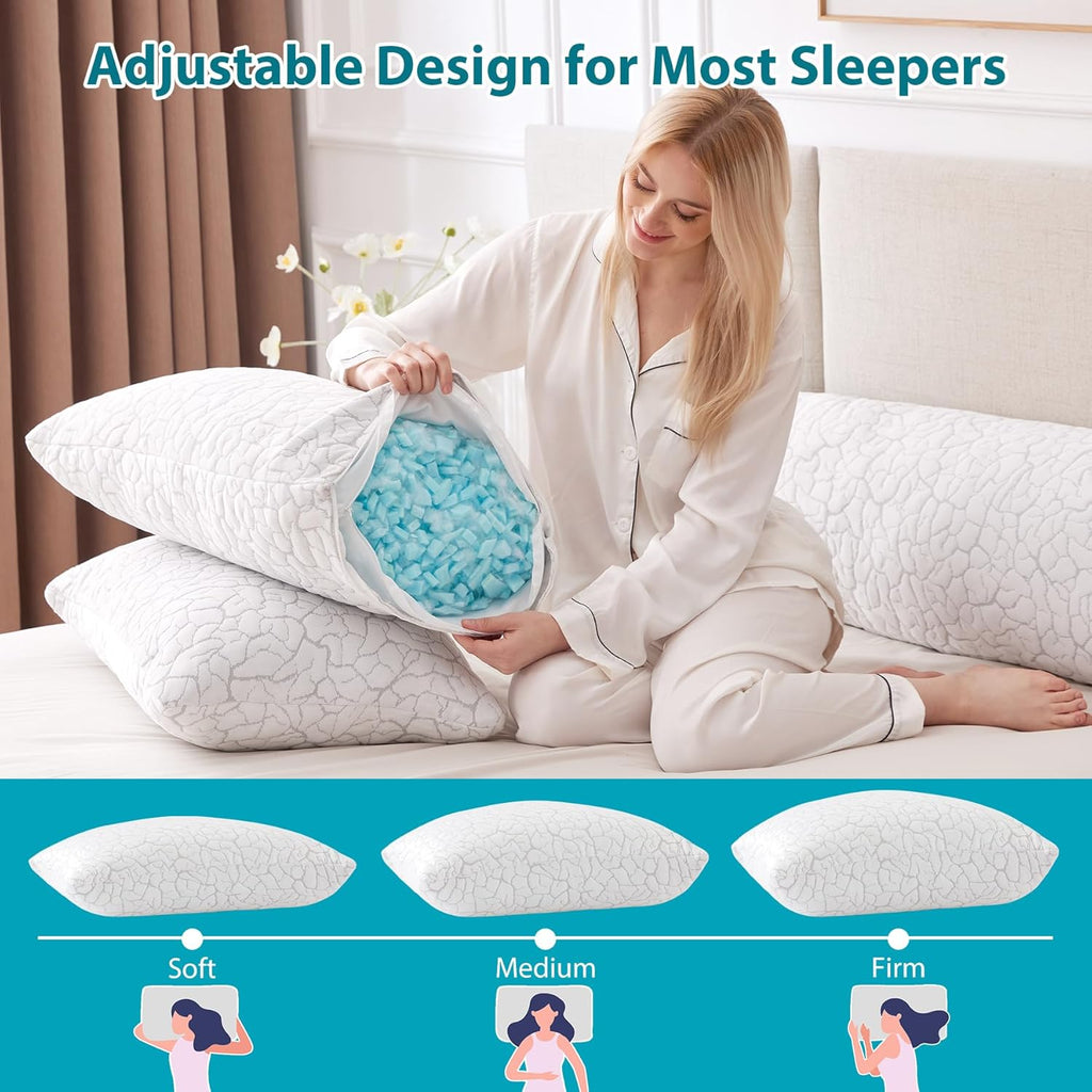 Cooling Pillows King Set of 2, Shredded Memory Foam