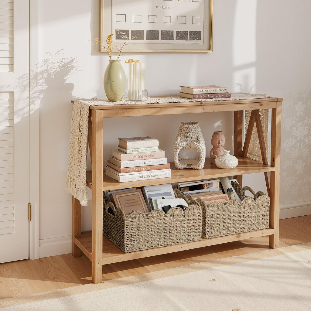 Scalloped Seagrass Baskets, Hand-woven Rattan Baskets with Built-in Handles, Cute Baby Basket , Basket for Organizing