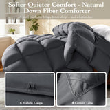 Goose Down Fiber Comforter Queen - All Season Naturally Breathable Down Comforters
