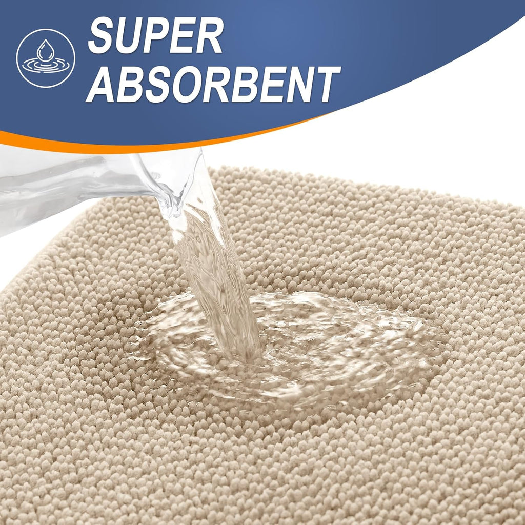 Thick Memory Foam Bathroom Rugs 30x20, Absorbent Bath Mat, Beige | Soft Quick Dry Bath Rugs, Non-Slip, Machine