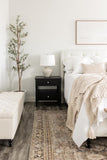 Ledger Rustic Farmhouse Light Grey Ceramic Table Lamp with White Drum Shade, 23-Inch Bedroom or Living Room Lamp