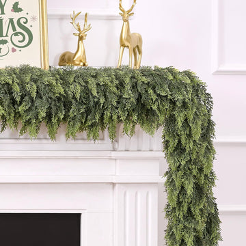 9FT Christmas Artificial Cedar Garland for Mantel