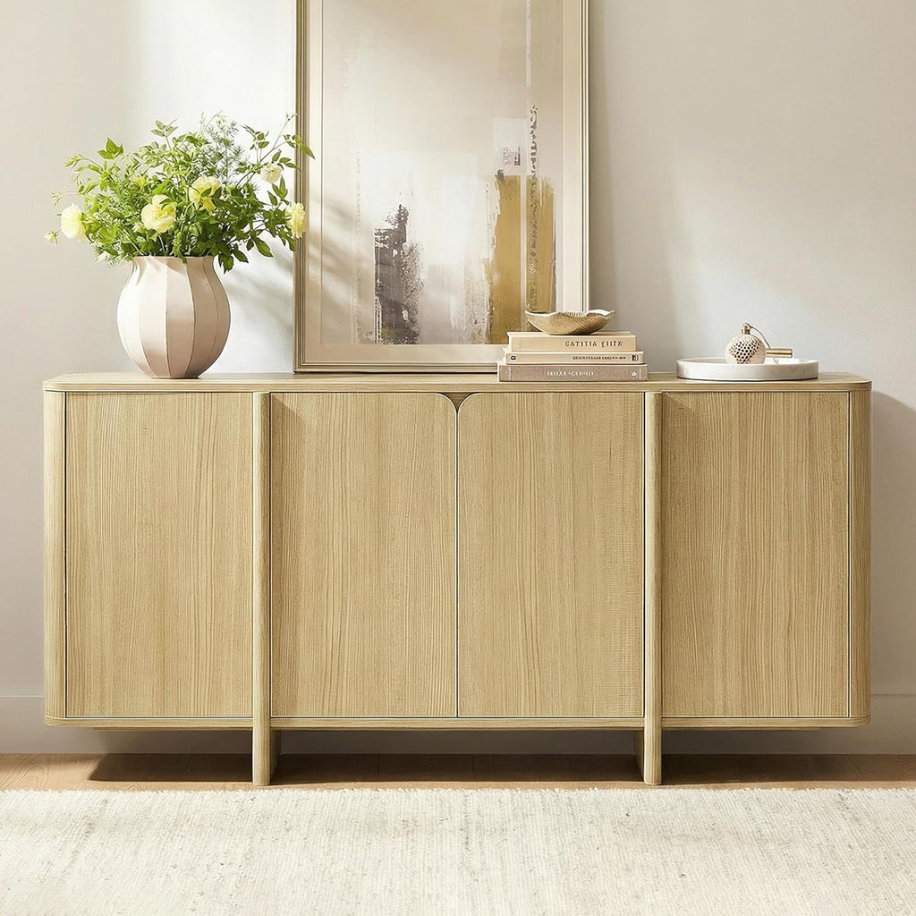 66" Sideboard Buffet Cabinet with Storage, Modern Console Cabinet with 4 Doors & Adjustable Shelves