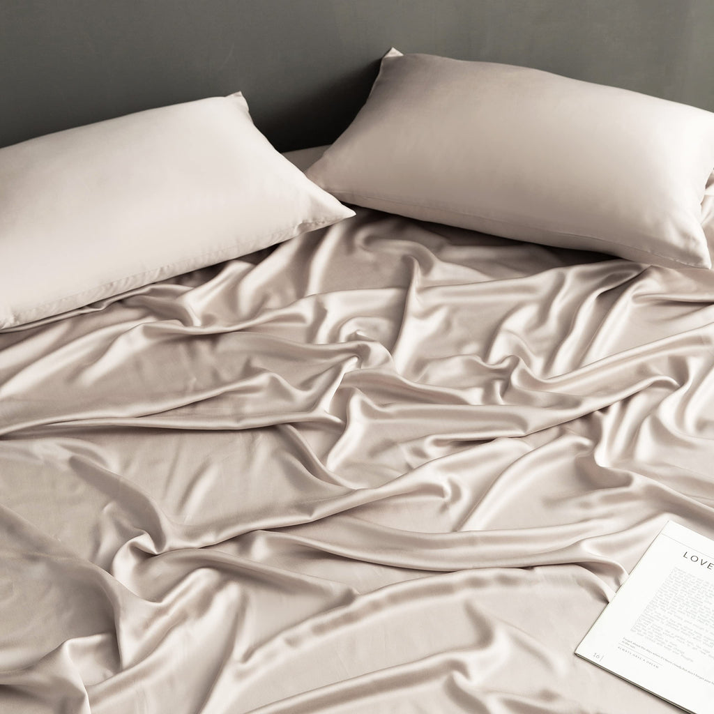 100% Tencel Sheets Set Queen, Eucalyptus Lyocell Sheets- Cooling for Hot Sleepers, Silky Soft Bed Sheet 4 Pieces, Smooth