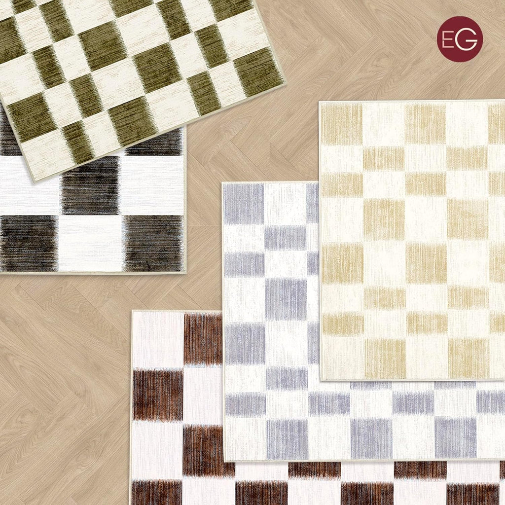 Checkered Plaid Area Rug 2x10, Soft Fuzzy Faux Wool Rugs Washable Anti Slip Rugs Long Runner Carpet 