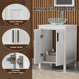 UEV White 24" Bathroom Vanity with Sink Combo,Modern Vanity with Vessel Sink,Stylish Bathroom Vanity Cabinet,Grooved