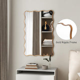 Wall Mirror Decorative, Antique Mirror Gold Wavy Mirrors 20x30” Irregular Mirrors Asymmetrical Ripple Wall Mirrors