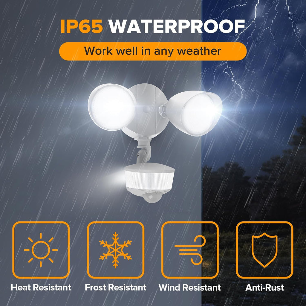 34W 3700 Lumen LED Security Light Motion Sensor Outdoor Lights with Night Light, 5000K Daylight, IP65 Waterproof