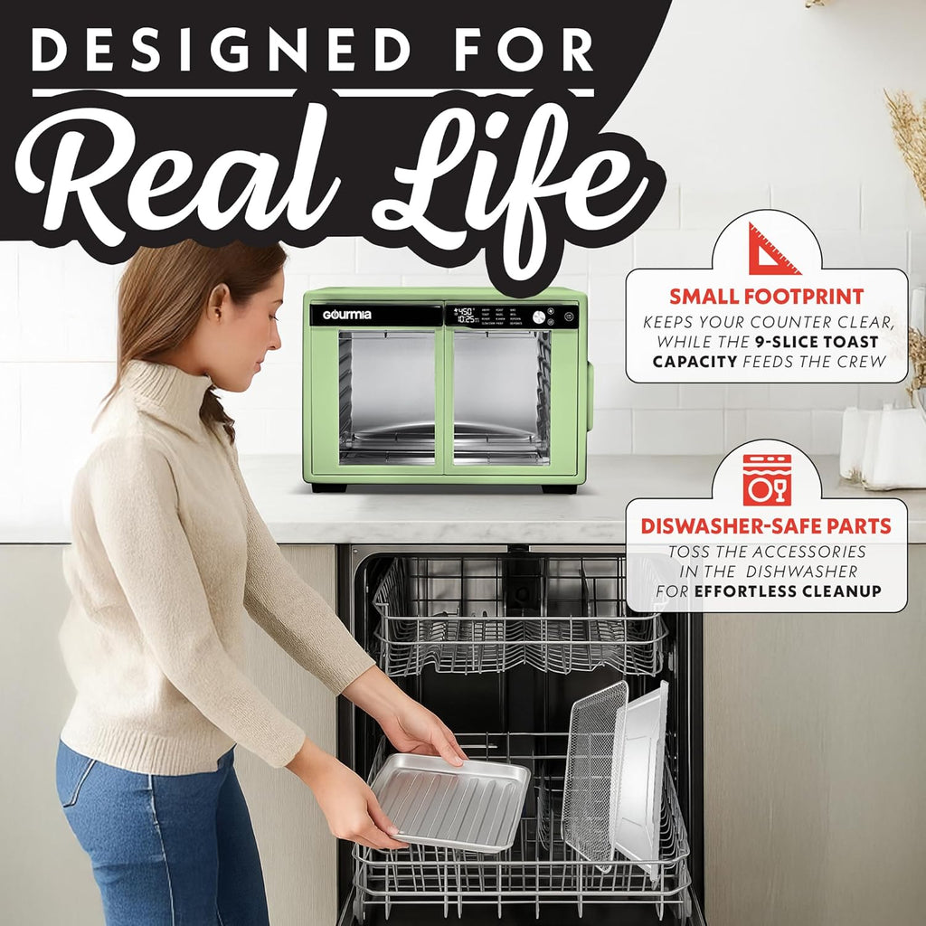French Door Air Fryer Oven - 37 Qt Large Capacity Convection Toaster Oven, FryForce 360°, Digital Display, 12 Cooking