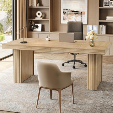 63" Executive Desk, Modern Executive Office Desk with Thickened Desktop and Heavy-Duty Legs