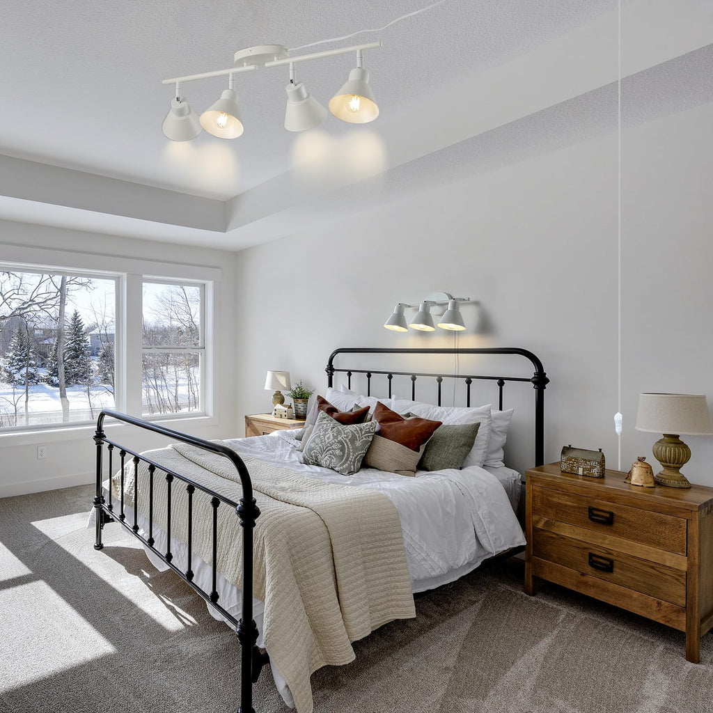 4 Light Plug in Track Lighting Kit,Modern Plug in Ceiling Light Fixture,16.4ft Cord,4 Way Ceiling Spot