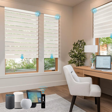 Motorized Zebra Shades 85% Blackout 95mm Phoebe Cream