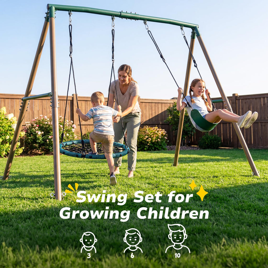 7.5ft Tall Heavy Duty Metal Swing Sets for Backyard