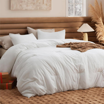 Comforter Set, White Soft Prewashed Bedding for All Seasons, 3 Pieces GentleSoft Bed Set