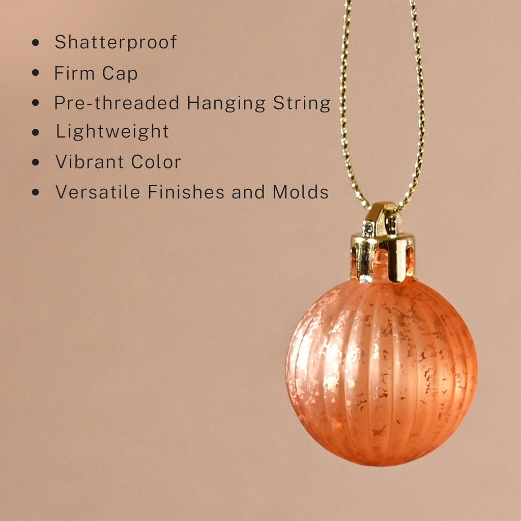 Mini Fall Ornaments Gold Shatterproof Tree Decorations - Set of 49