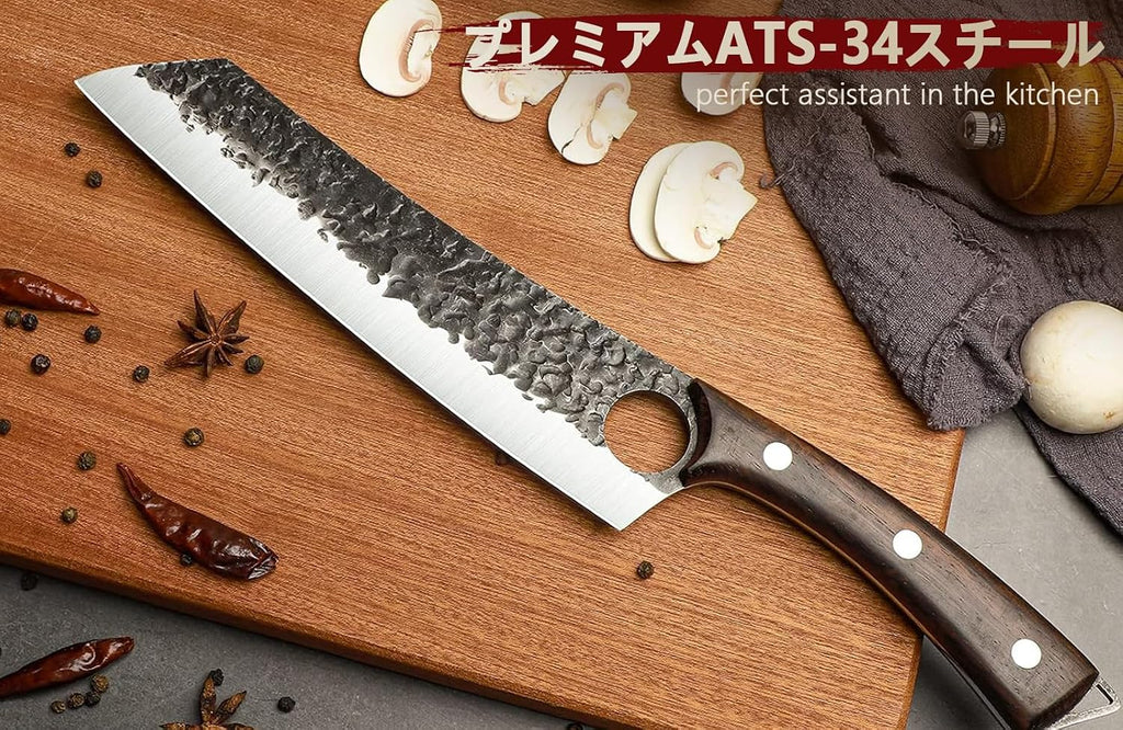 Serbian Chef Knife Set - 6 PCS Hand Forged Knife Set with Bag | Japanese ATS-34 Steel, Hand Forged Full Tang Knife