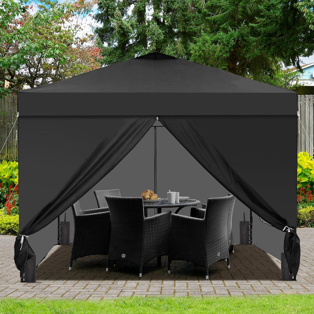 10x10 Pop Up Canopy Tent with 4 Sidewalls, Easy Set up, Outdoor Silver Coated Beach Gazebos, Carpas with 4 Sandbags