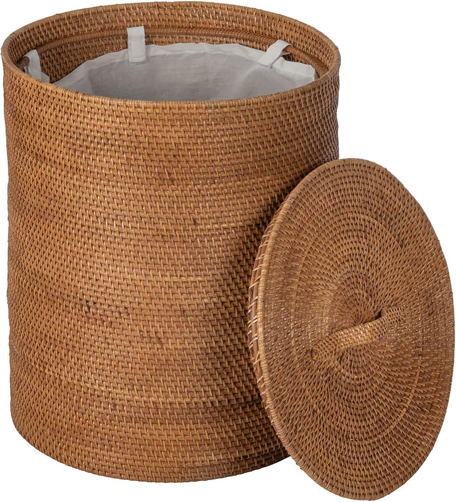 Loma Round Rattan Hamper & Laundry Basket with Lid - Stylish Storage Decor Wicker, Storage Hamper - Organizer &
