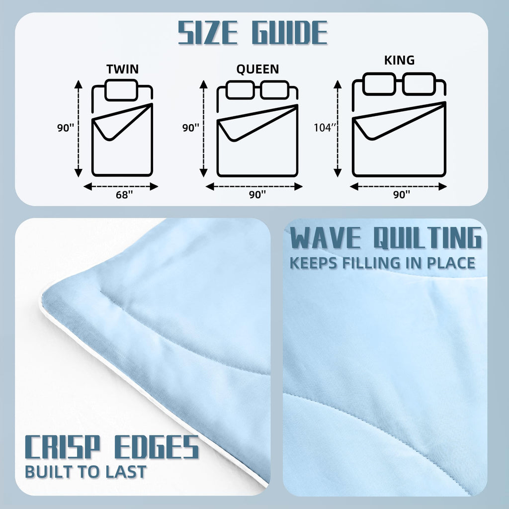 Cooling Comforter Twin Size, Blue Cooling Blanket for Hot Sleeper