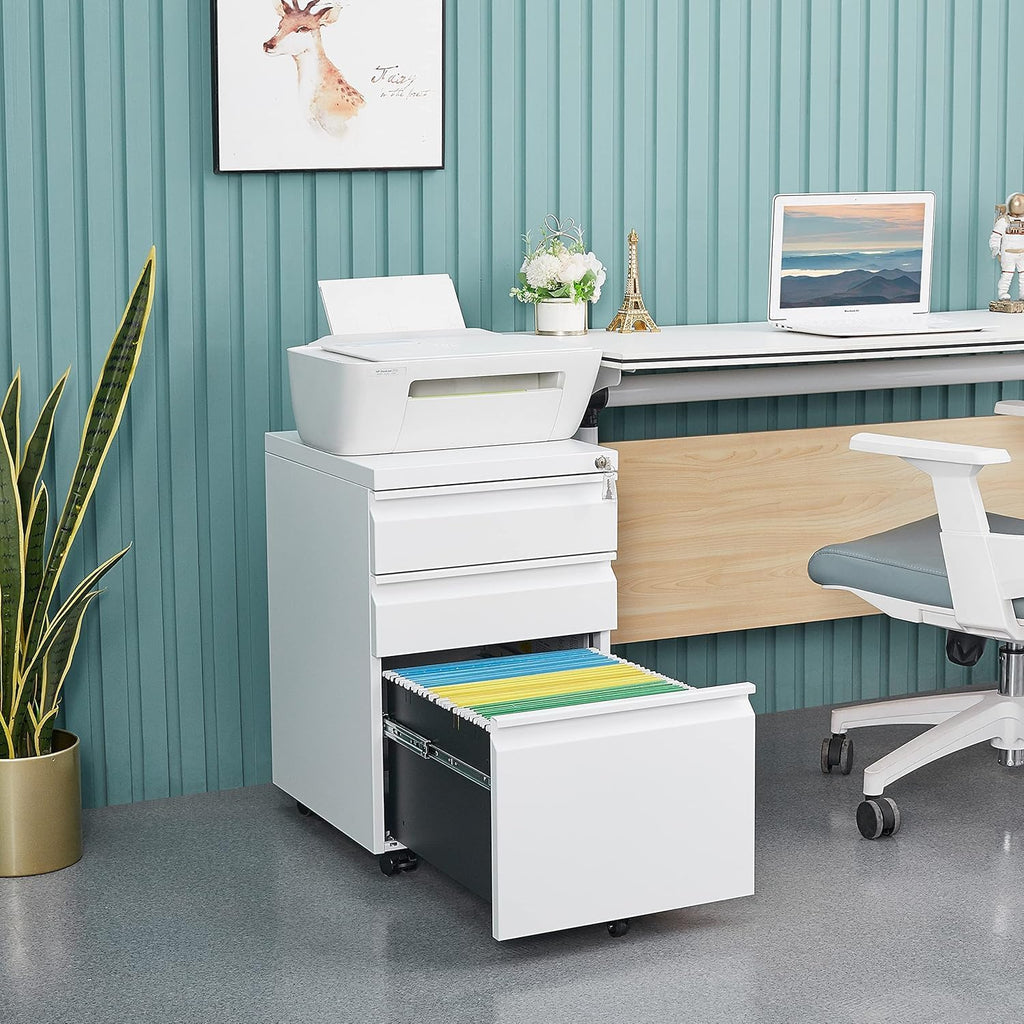 3 Drawer File Cabinet with Lock, File Cabinets ,Under Desk Cabinet, Locking File Cabinet for A4/Letter/Legal, Fully