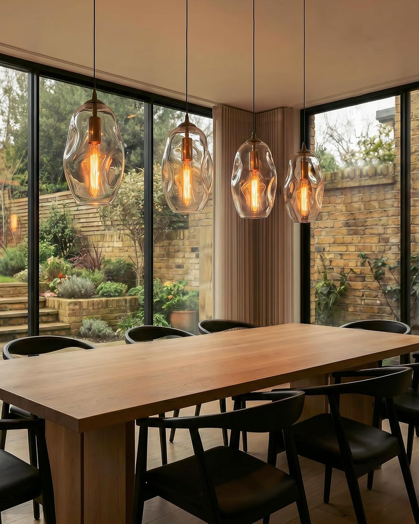 Modern Pendant Lights Kitchen Island Large Gold Hanging Light Fixtures for Dining Table Blown Art Glass Clear Organic