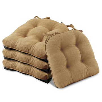 Chair Cushions for Dining Chairs 4 Pack, Chair Cushion with Ties and Non Slip Backing, 15.5 x 15.5 inches Tufted