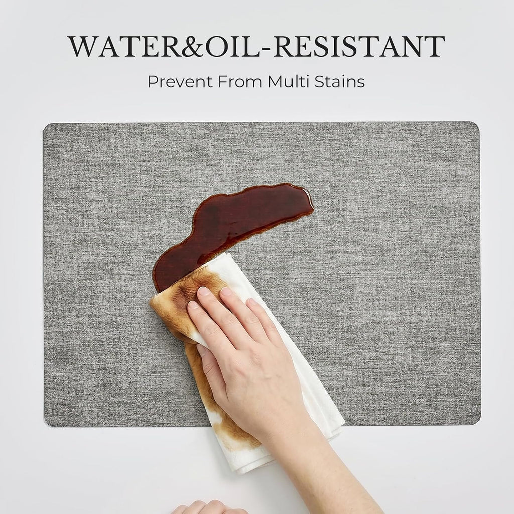 Vinyl Placemats, Reversible Faux Leather Heat Resistant Wipeable Table Mats, Waterproof Washable Non-Slip - Set of 4
