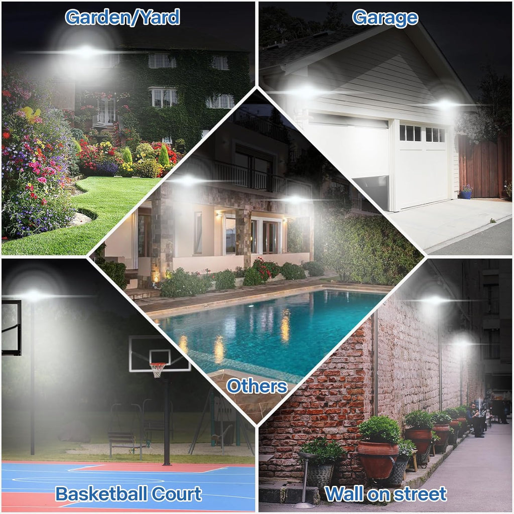 2 Pack 100W LED Flood Lights Outdoor, 3CCT Outside Work Light | 3000/4000/6000K Selectable, 100W 10000LM with 5.9FT