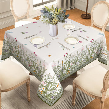Small Square Tablecloth 52x52 Inch, Stain Resistant Wrinkle Free Card Table Tablecloth Spring Floral Summer