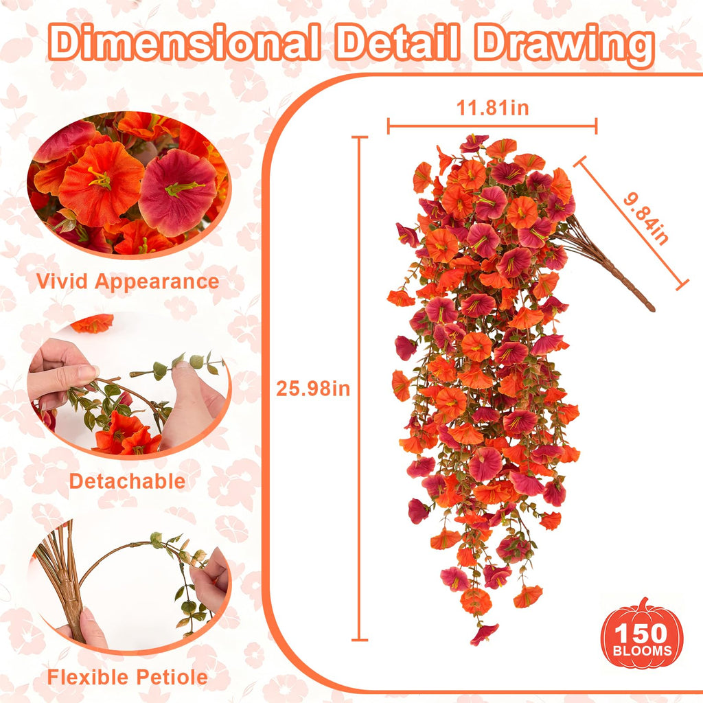 Artificial Hanging Fall Flowers for Outdoors, 2 PCS Fall Decoration