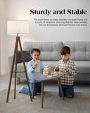 Tripod Floor Lamp with Table, Mid Century Wood Shelf Standing Light Modern Tall Floor Lamp with Linen Shade Bedroom