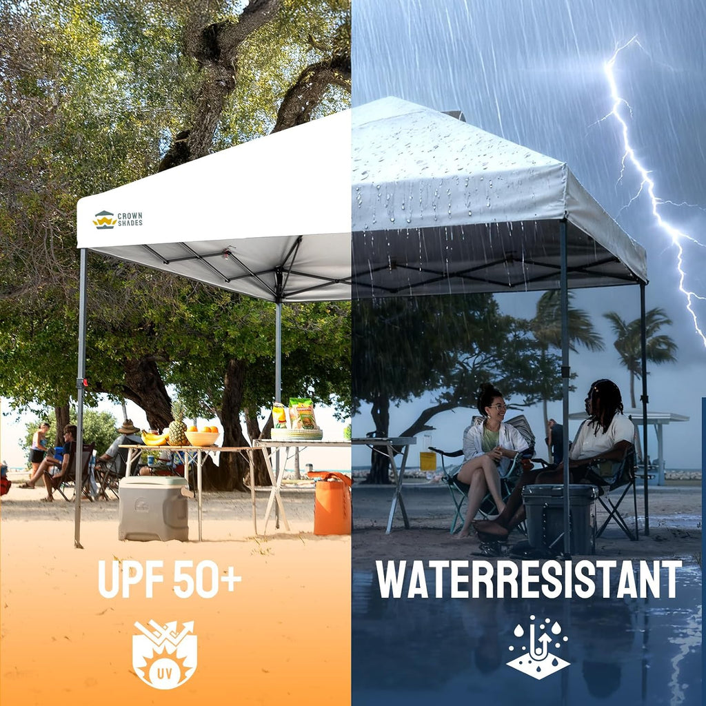 10x10 Pop Up Canopy - Patented Center Lock One Push Instant Outdoor Canopy Beach Tent with STO-N-Go Bag 8 Stakes & 4