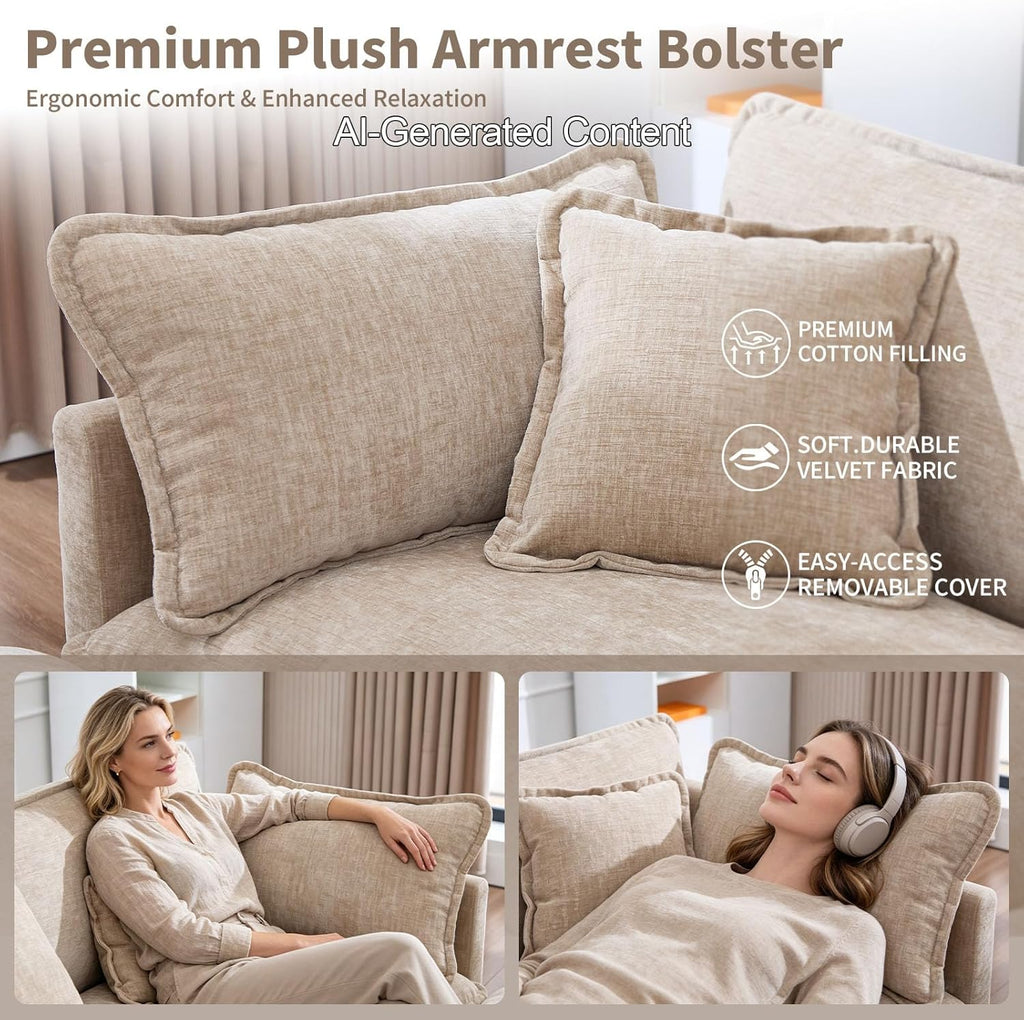 Cloud Couch Oversized Modular Sectional Sofa , Modern Chenille 7 Seater Corner Sofa with Deep Seat, Large U-Shaped