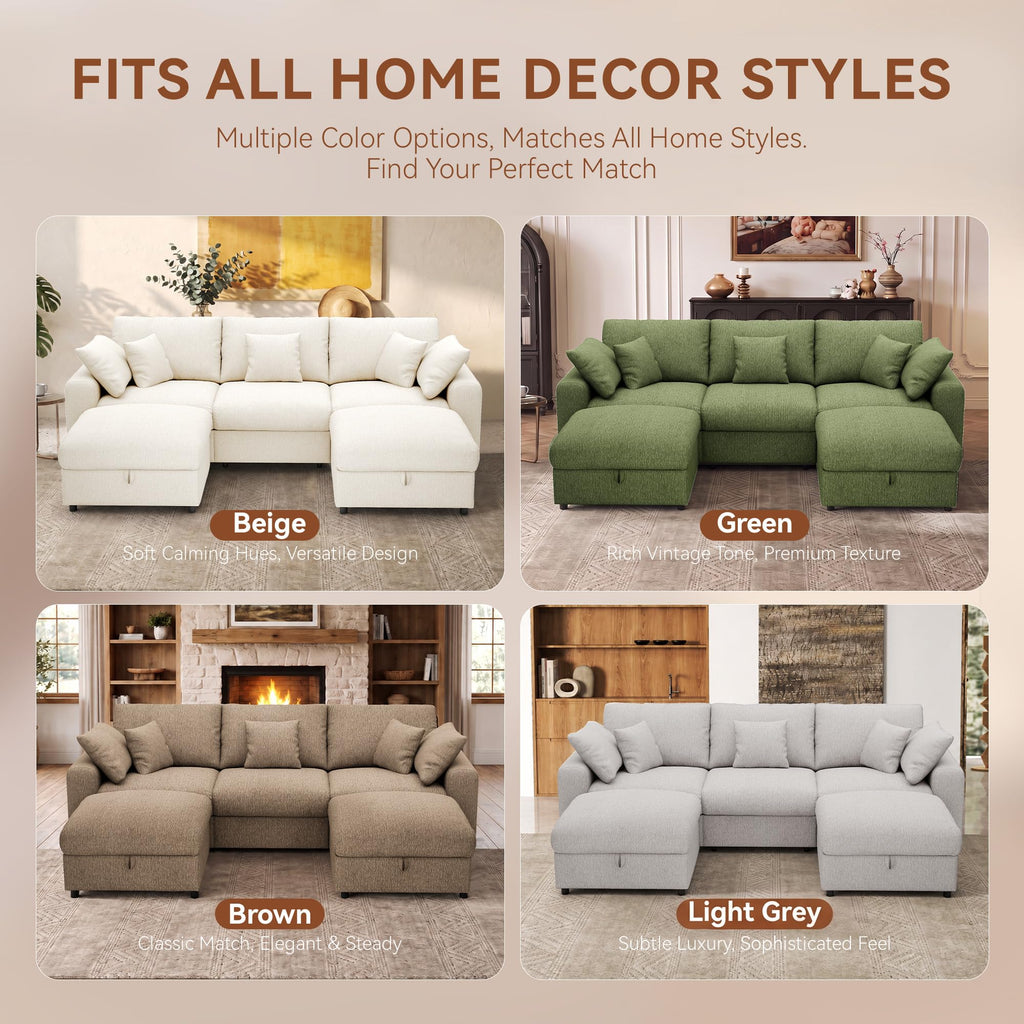 Oversized Cloud Sectional Couches, Modular Sectional Sofa with Wide Deep Seat, Coner Couch with Throw Pillow and