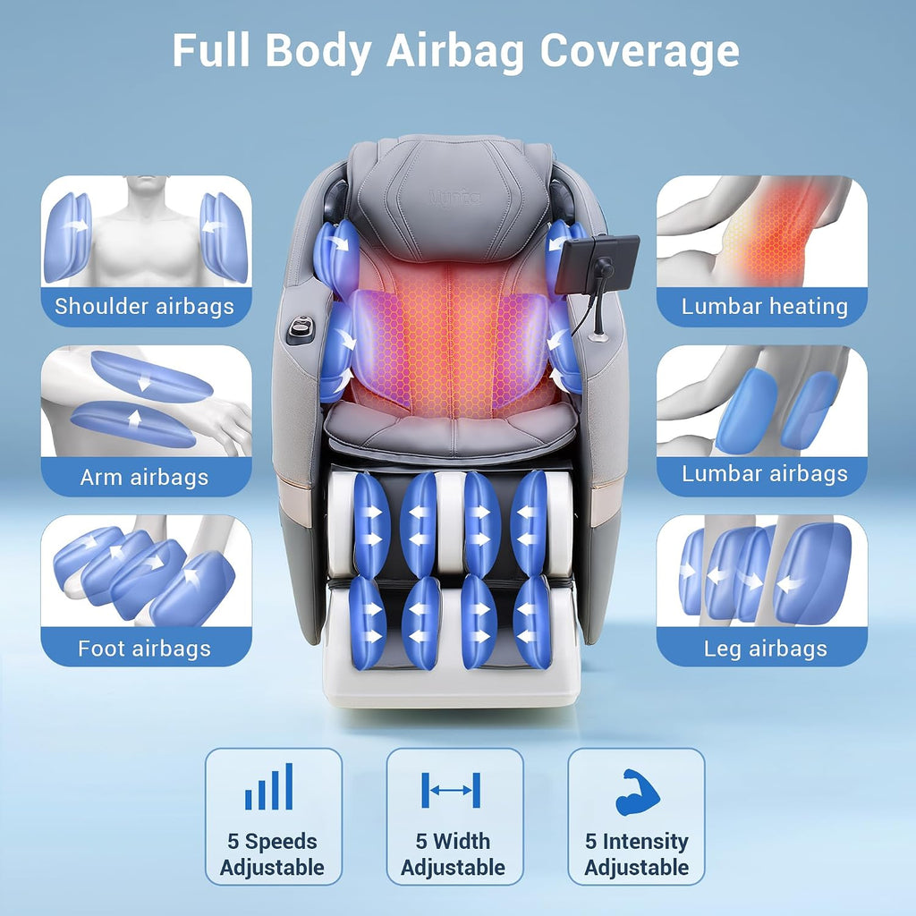 Massage Chair Full Body, 170° Flexible SL Track Shiatsu 3D Massage Chairs with Zero Gravity, Bluetooth Speaker