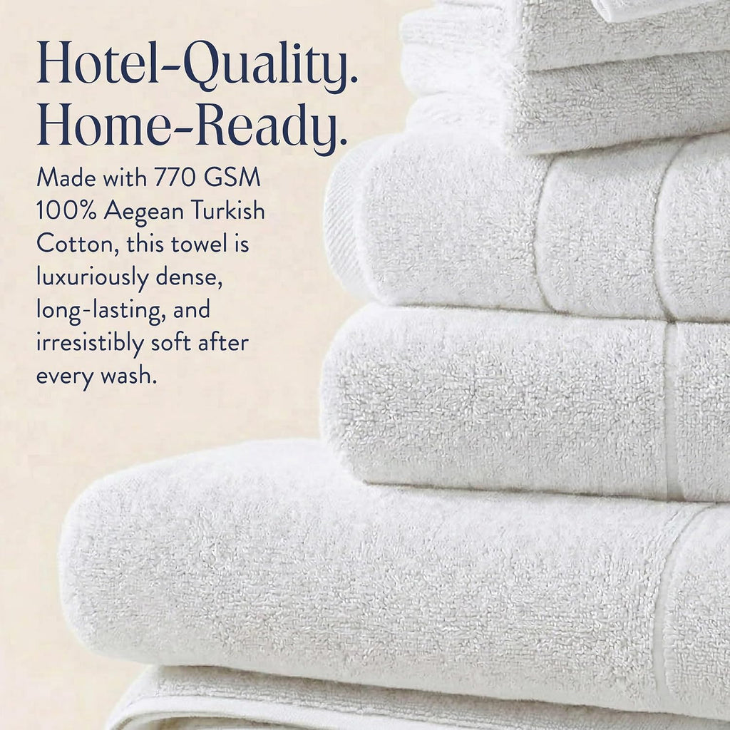 100% Turkish Cotton Bath Towels Spa-Quality Cotton - Set of 2, White