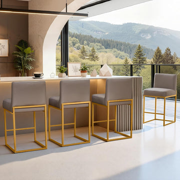 Modern Bar Stools Set of 4,Counter Height Bar Stools,26" PU Leather Modern Kitchen BarStools with Backs,Bar Chairs