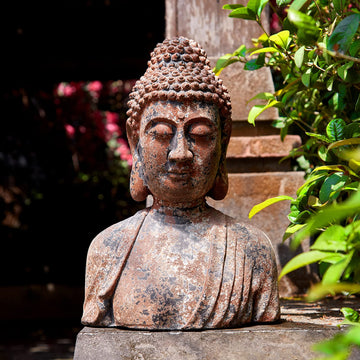 Buddha Statue, Meditating Buddha Bust Statues, Rustic Spiritual Buddha Head Statue, Naturel Antique Bronze Rust