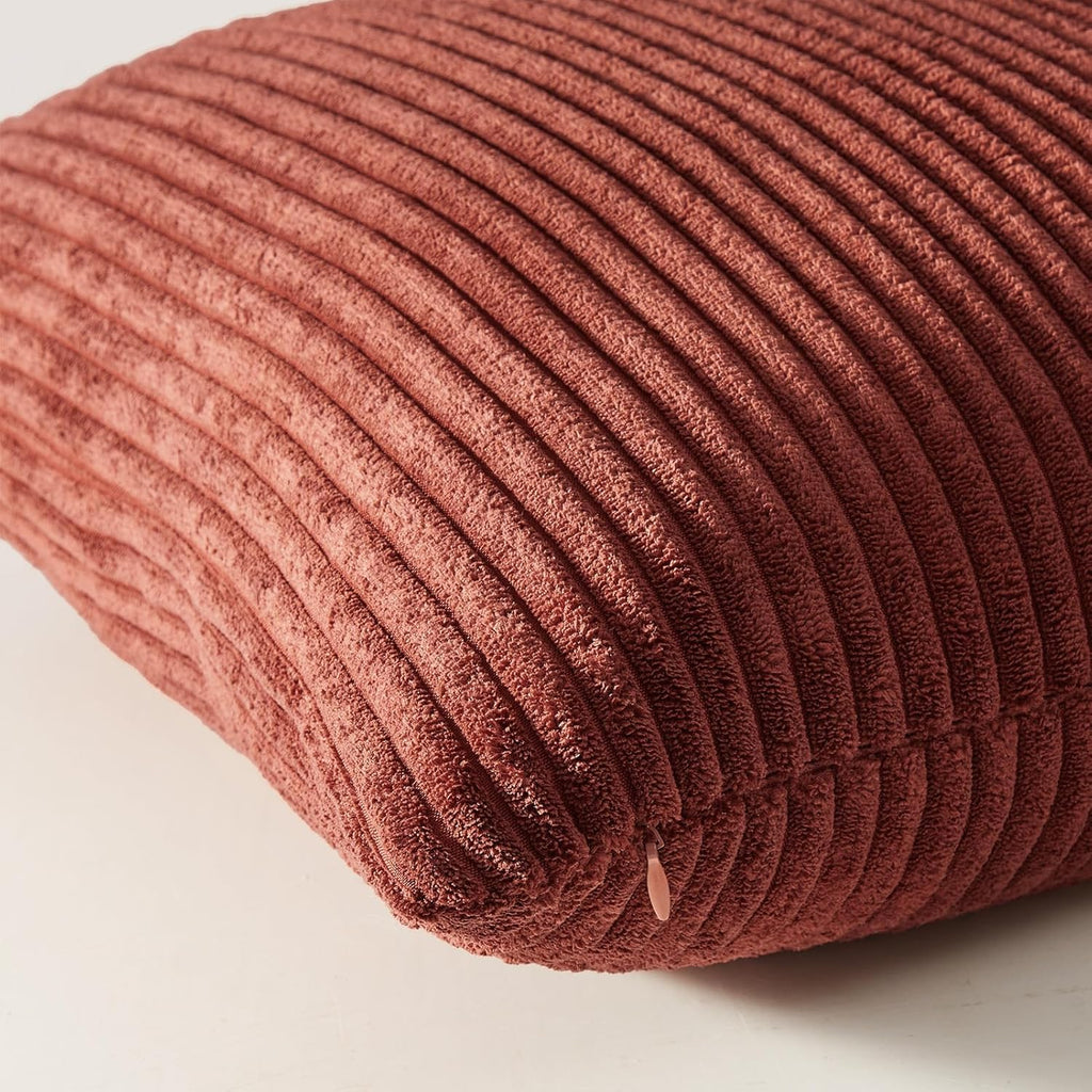 Fall Burnt Orange Decorative Throw Pillows Covers 18x18 Inch Set of 4,Yellow Green Gradient Series Corduroy Striped