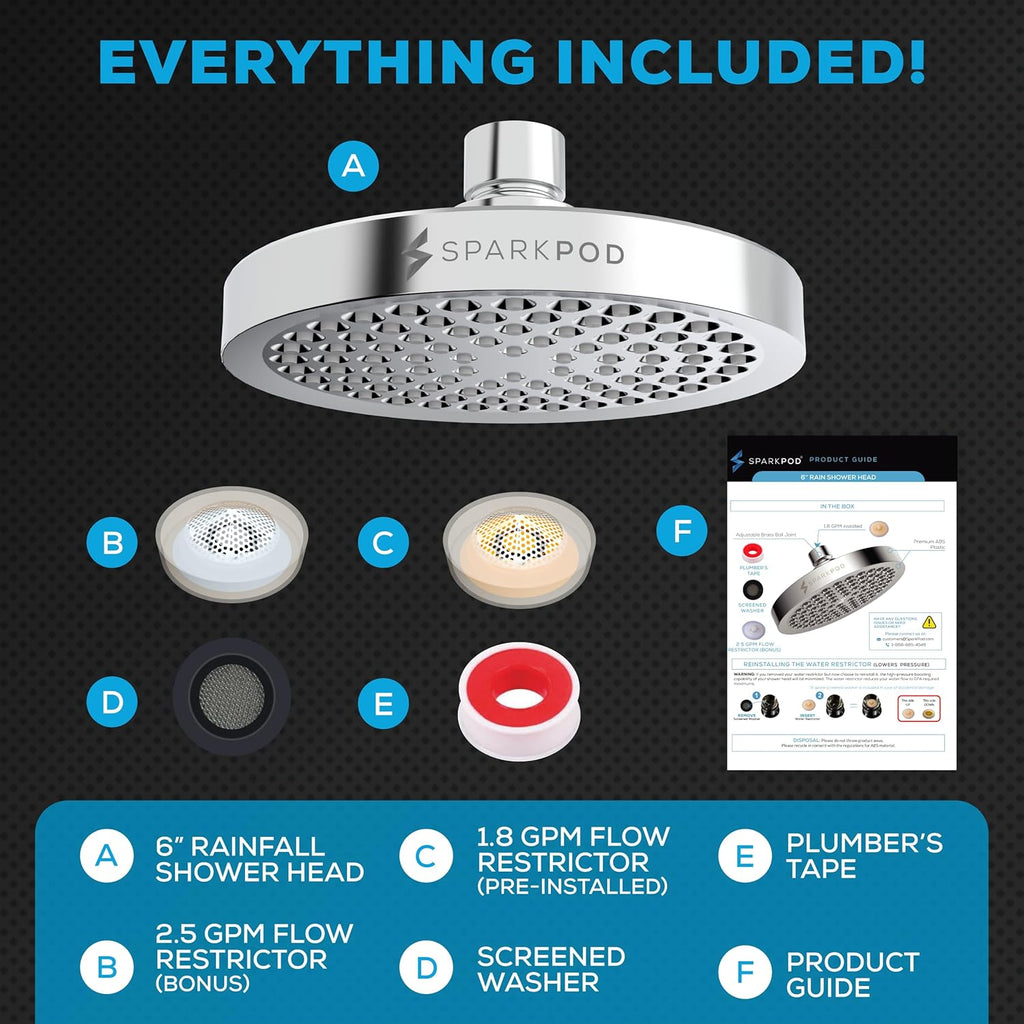 Shower Head - High Pressure Rain - Premium Quality Luxury Design