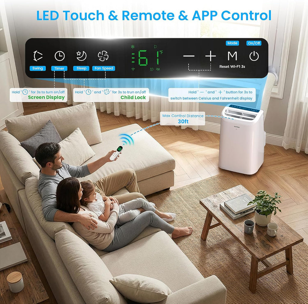 Portable Air Conditioners, 10000 BTU (6000 BTU SACC), Portable AC with Drainage-free Cooling, Fan & Dehumidifier