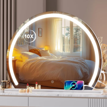 Vanity Mirror with Lights, 22.8" x 18.1" LED Makeup Mirror, Lighted Makeup Mirror with Lights, Smart Touch Control 3