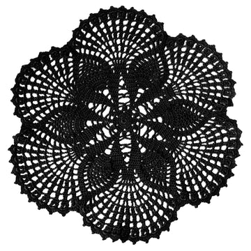 Handmade Crochet Lace Doily 15.5 inches to 17.5 inches Round 6 Petals Flower Placemats Coasters Vintage Doilies Vase