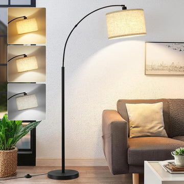 71" Arc Floor Lamps, Standing Lamp with Adjustable Head, Tall Pole Lamp with Foot Switch, Arched Rea