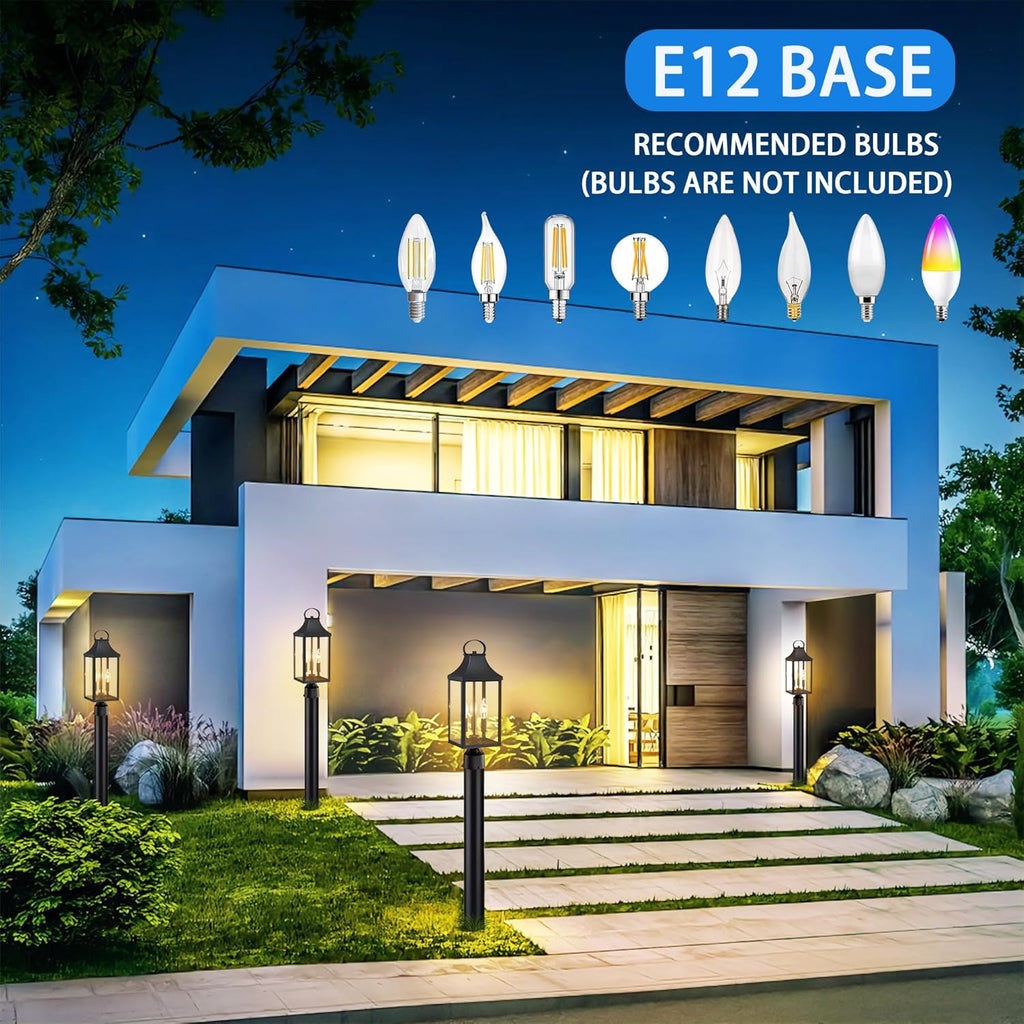 18.62'' Dusk to Dawn Post Light Outdoor, Large 3-Light Lamp Post Light Fixture